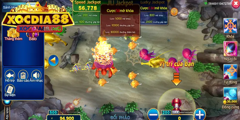 Kho vũ khí tại sảnh bắn cá Xocdia88 đa dạng